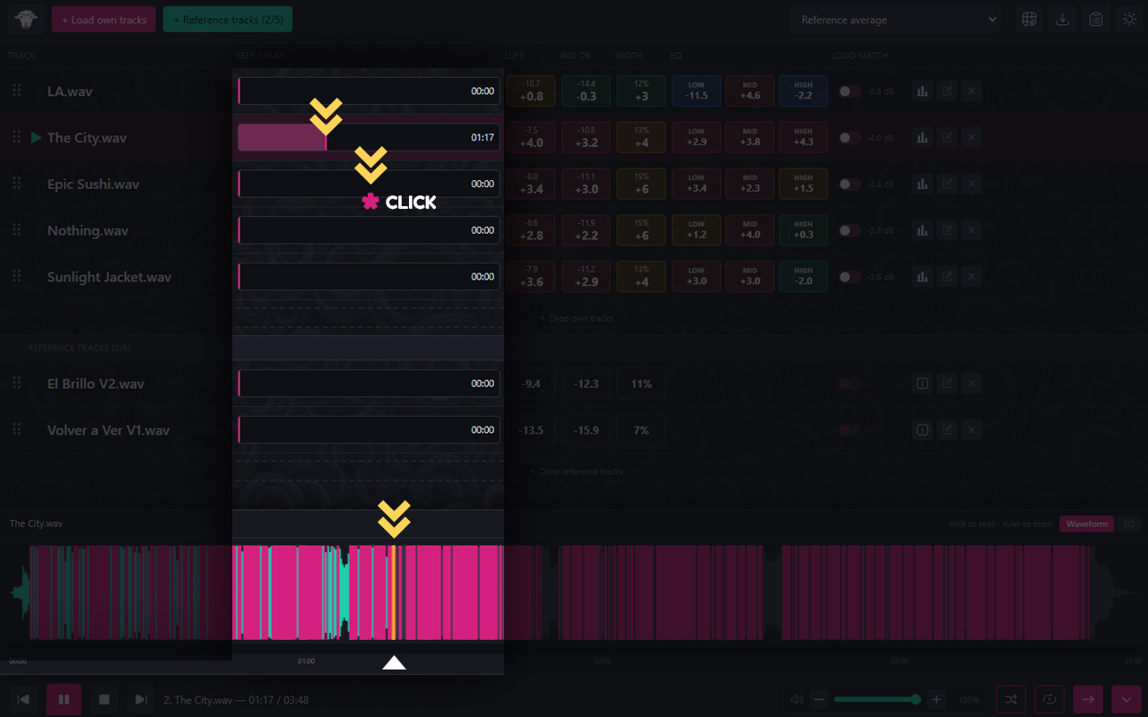 Switch tracks and positions, instantly